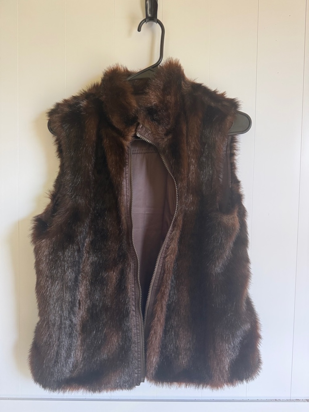 Luxury Brown Fur Vest - Women reversible